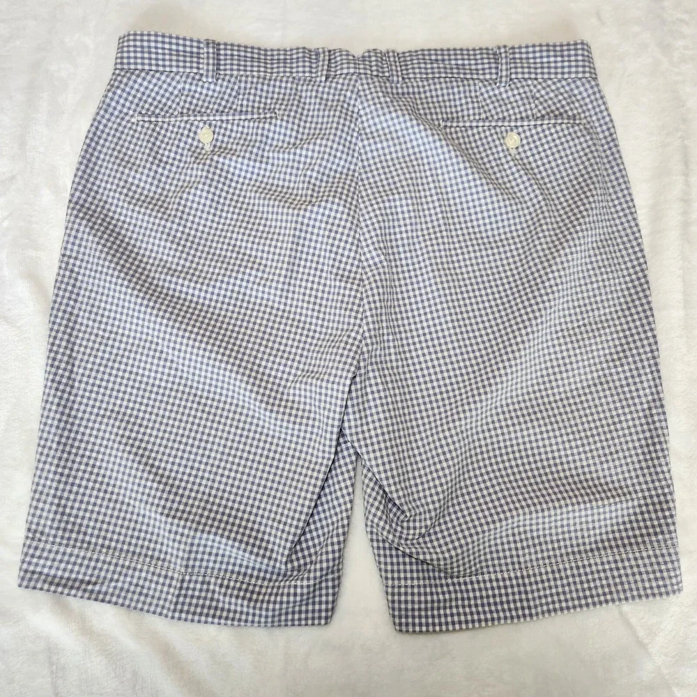 Polo Ralph Lauren Gingham Shorts Mens 36 Blue Seersucker Check Plaid Vintage